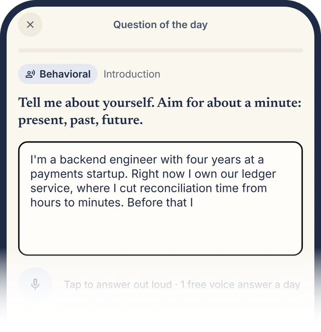 Answering a behavioral question out loud